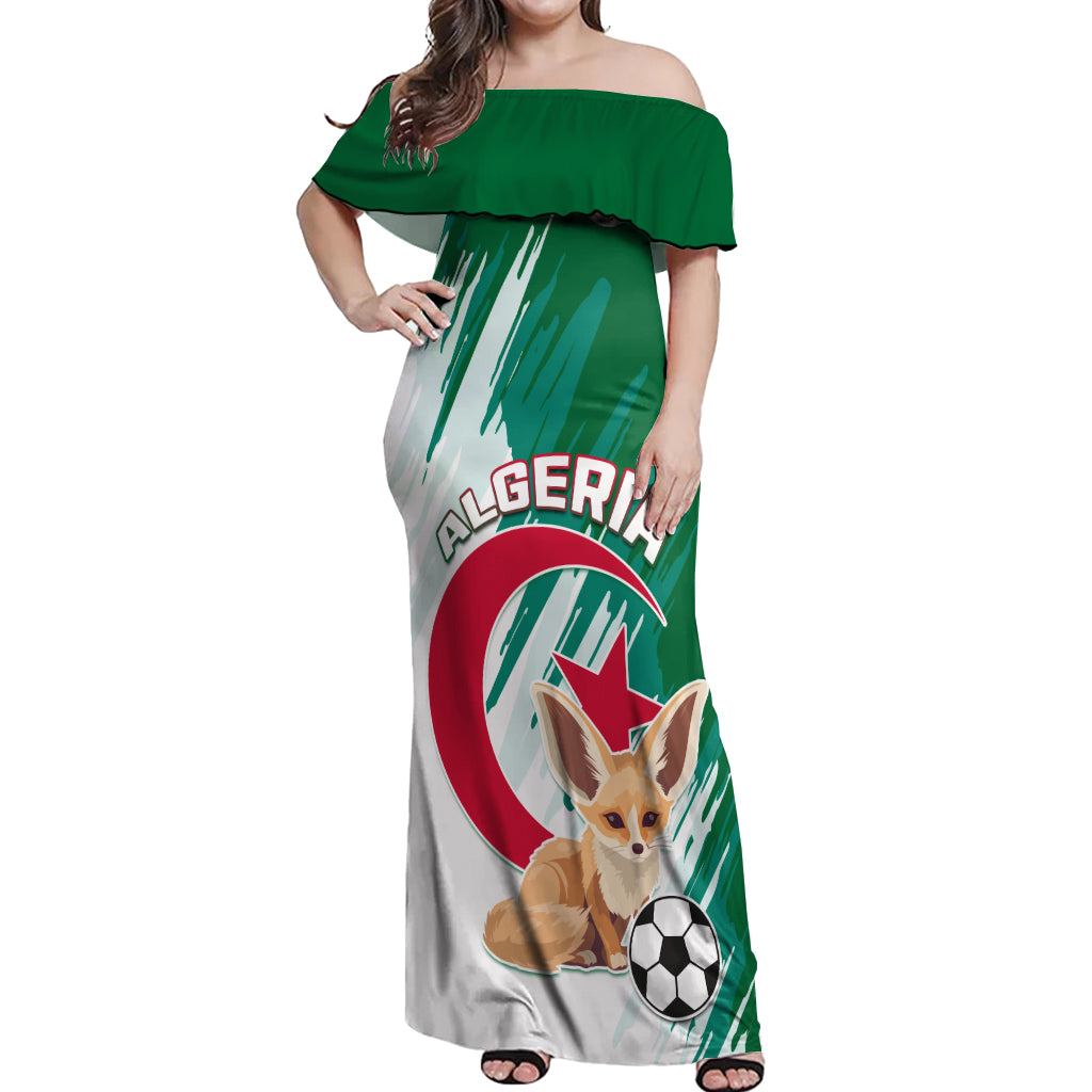 Algeria Football Off Shoulder Maxi Dress Go Les Fennecs - Wonder Print Shop