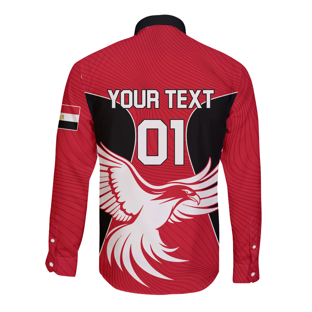 Red long-sleeve football shirt back with YOUR TEXT 01 and winged design
