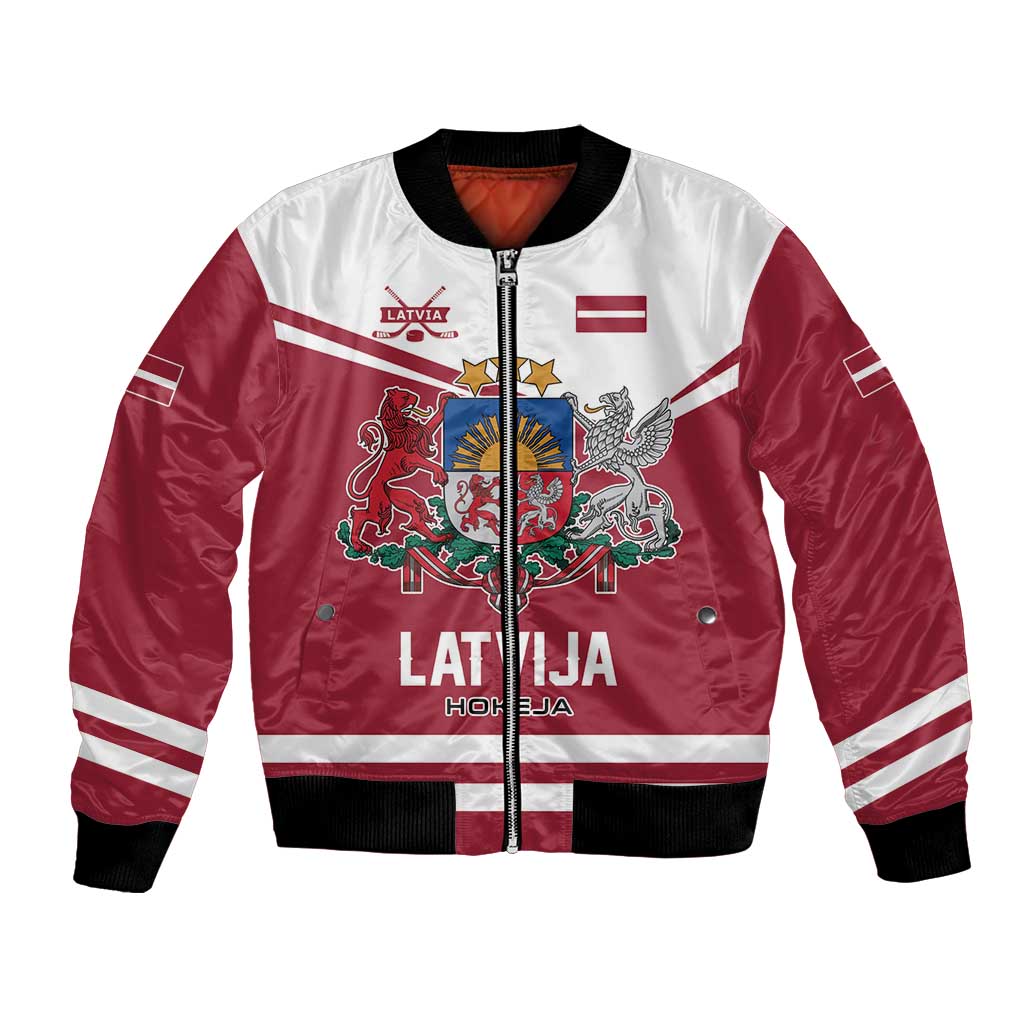 Custom Hockey 2026 Latvia Bomber Jacket Latvians Go Champions