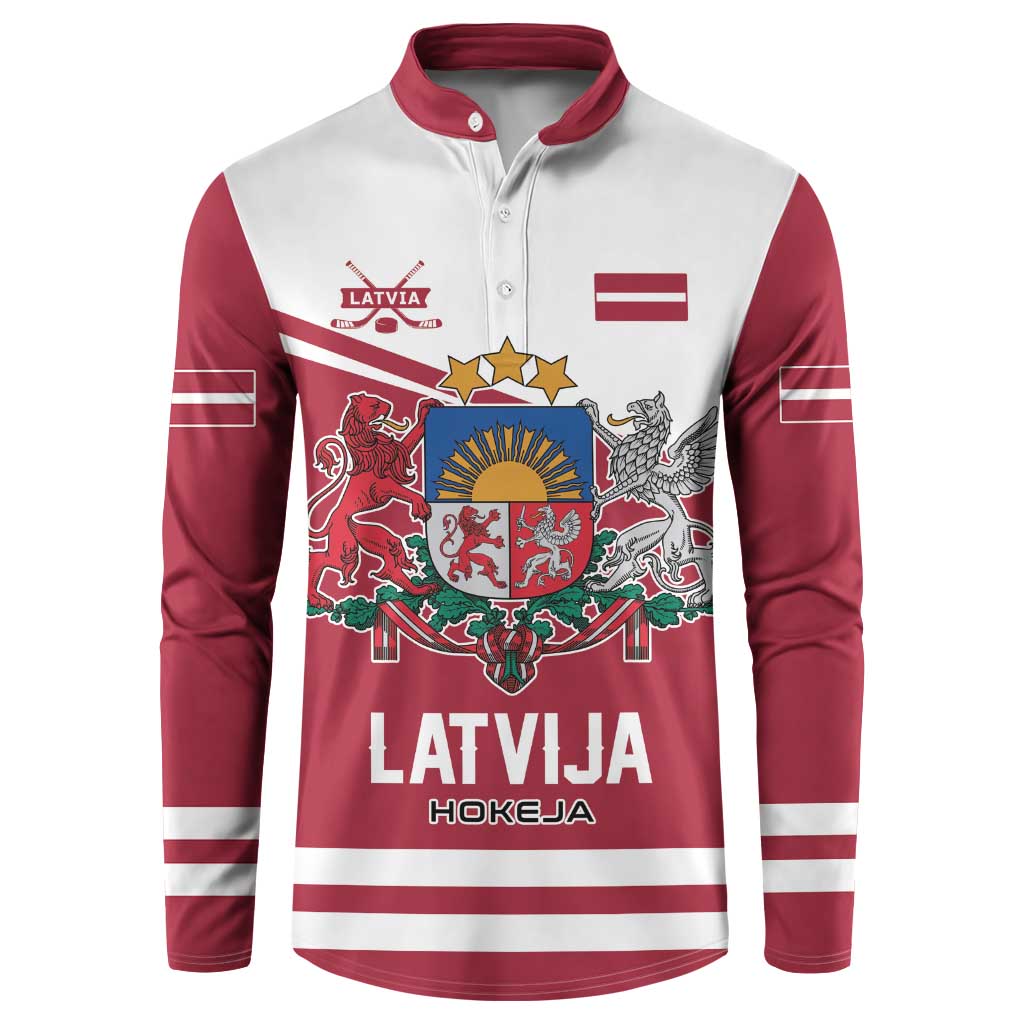 Custom Hockey 2026 Latvia Button Sweatshirt Latvians Go Champions
