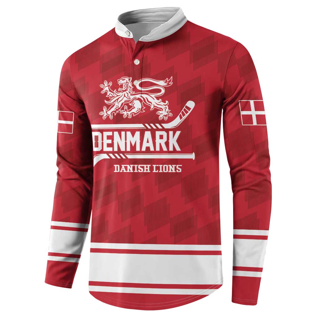 Custom Hockey 2026 Denmark Button Sweatshirt Danish Lions Go Champions