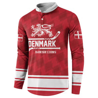 Custom Hockey 2026 Denmark Button Sweatshirt Danish Lions Go Champions