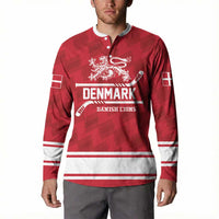 Custom Hockey 2026 Denmark Button Sweatshirt Danish Lions Go Champions