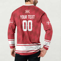Custom Hockey 2026 Denmark Button Sweatshirt Danish Lions Go Champions