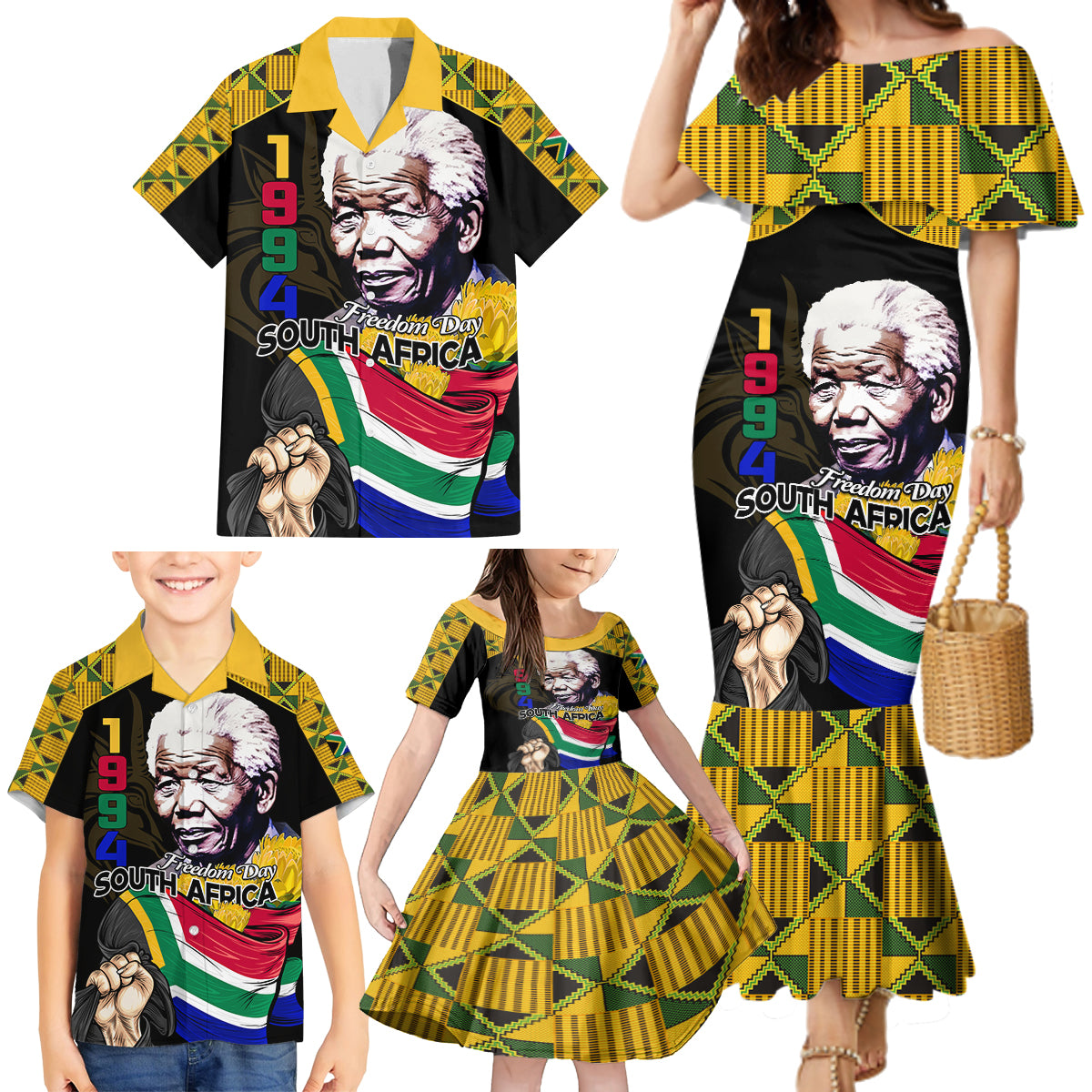 South Africa Freedom Day 2024 Family Matching Mermaid Dress and Hawaiian Shirt Happy 30th Anniversary - Wonder Print Shop