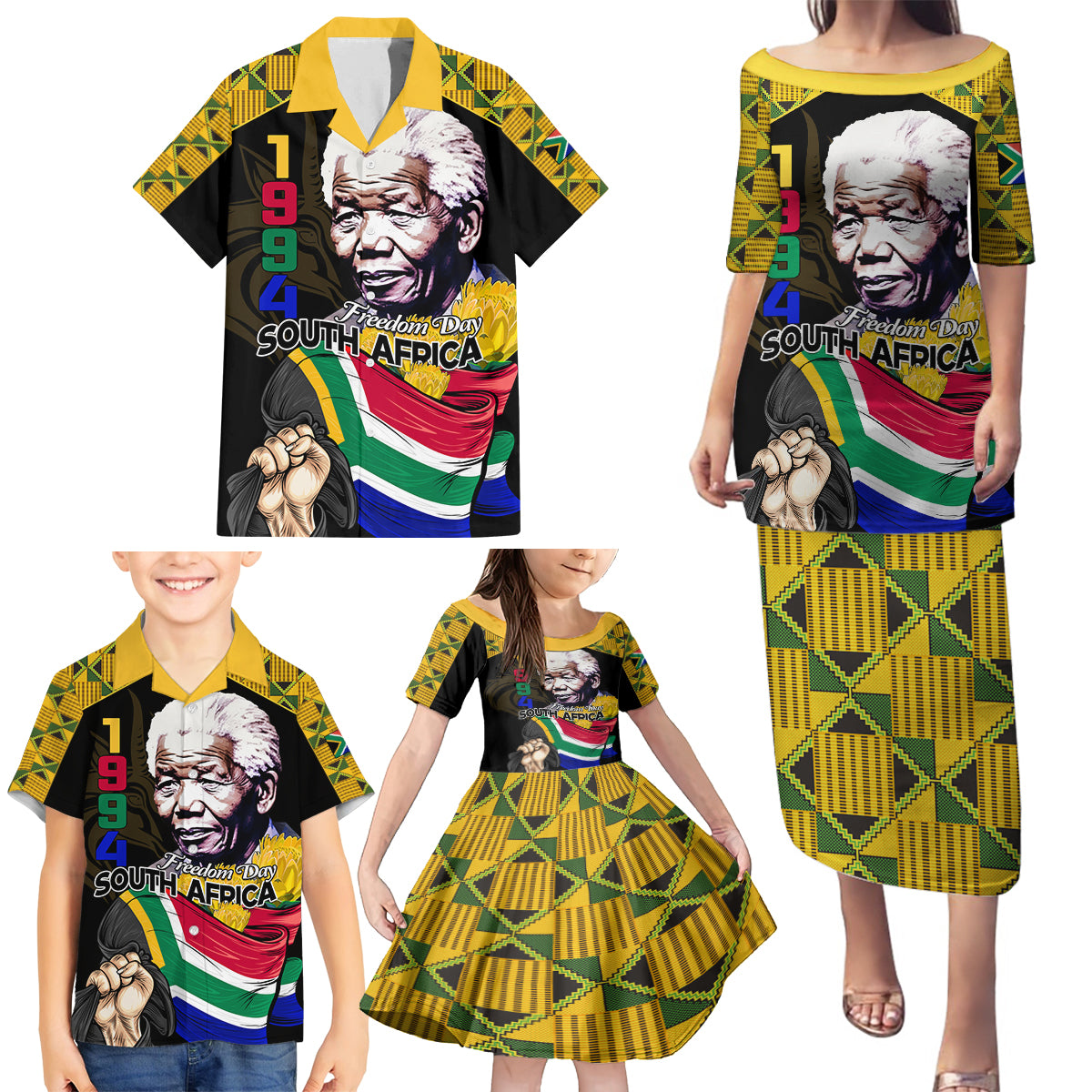 South Africa Freedom Day 2024 Family Matching Puletasi and Hawaiian Shirt Happy 30th Anniversary - Wonder Print Shop