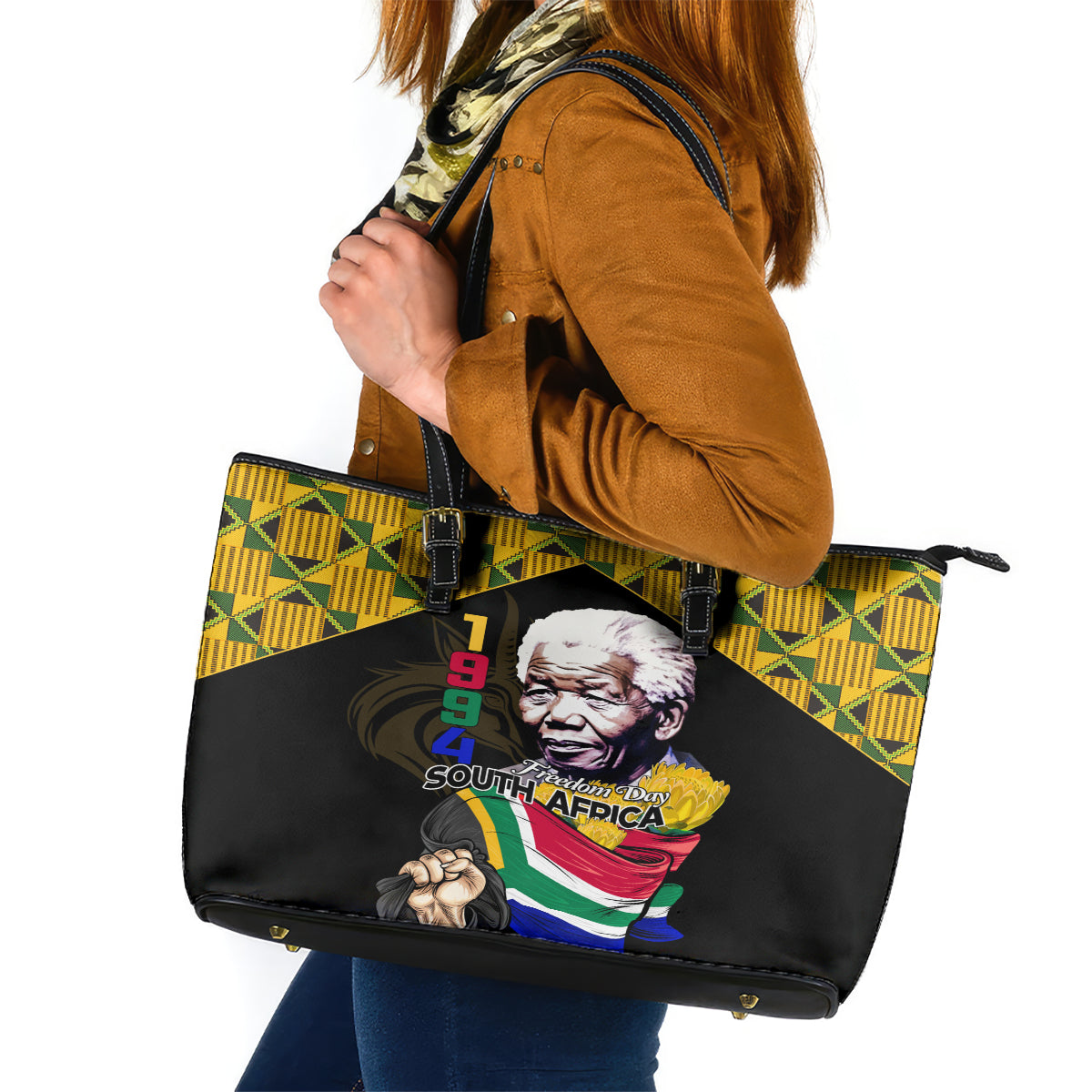 South Africa Freedom Day 2024 Leather Tote Bag Happy 30th Anniversary - Wonder Print Shop