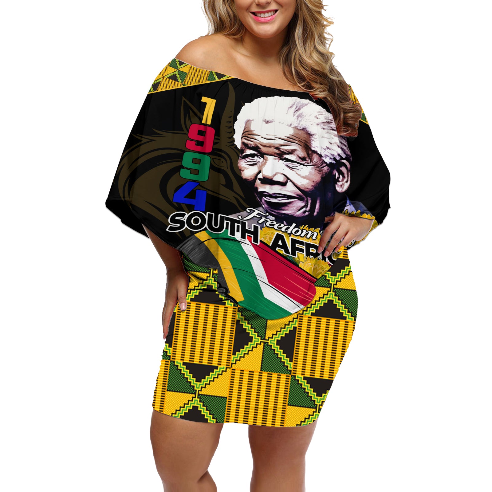 South Africa Freedom Day 2024 Off Shoulder Short Dress Happy 30th Anniversary - Wonder Print Shop