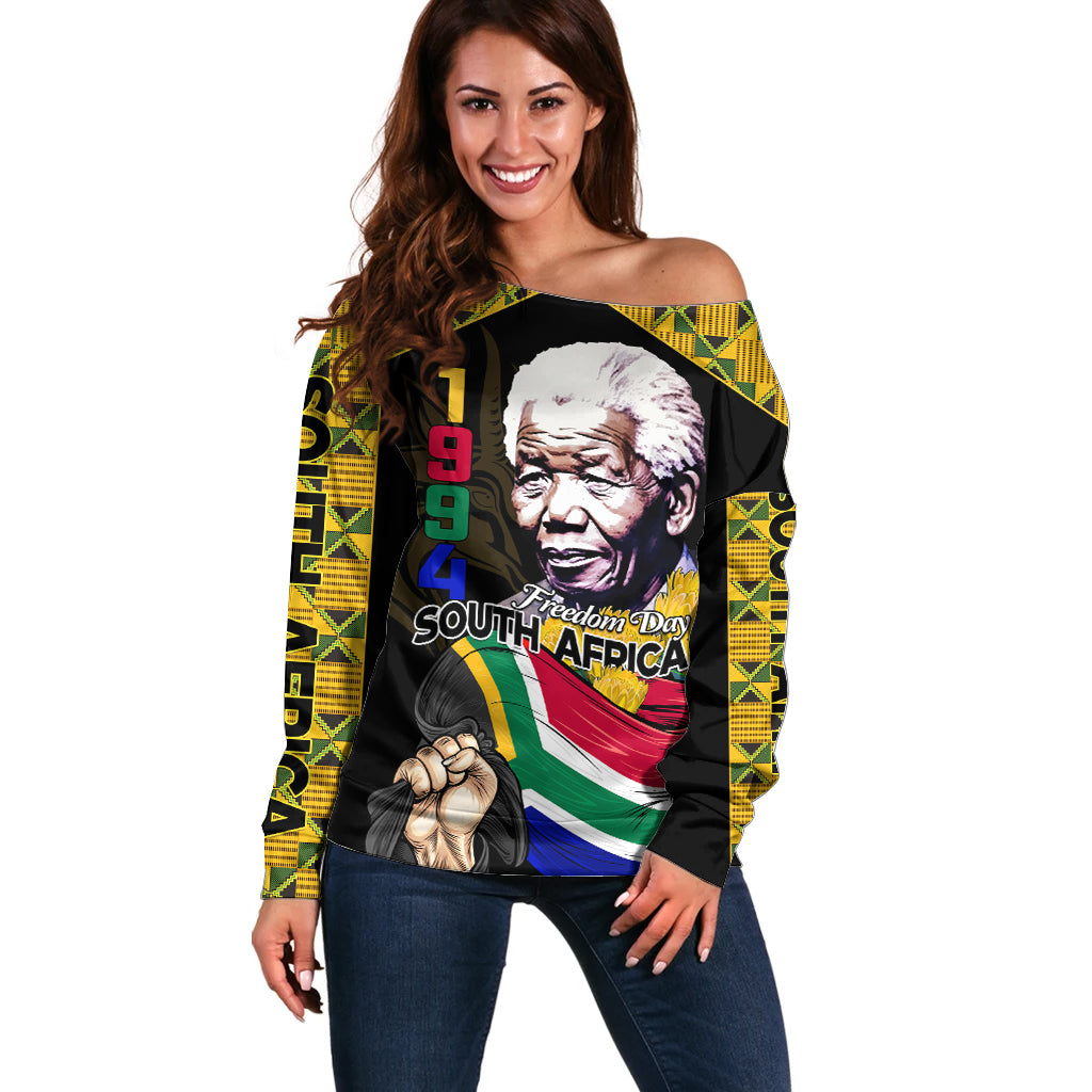 South Africa Freedom Day 2024 Off Shoulder Sweater Happy 30th Anniversary - Wonder Print Shop