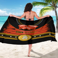 Black charro-style sarong with red bow, gold trim, and Cinco de Mayo graphic