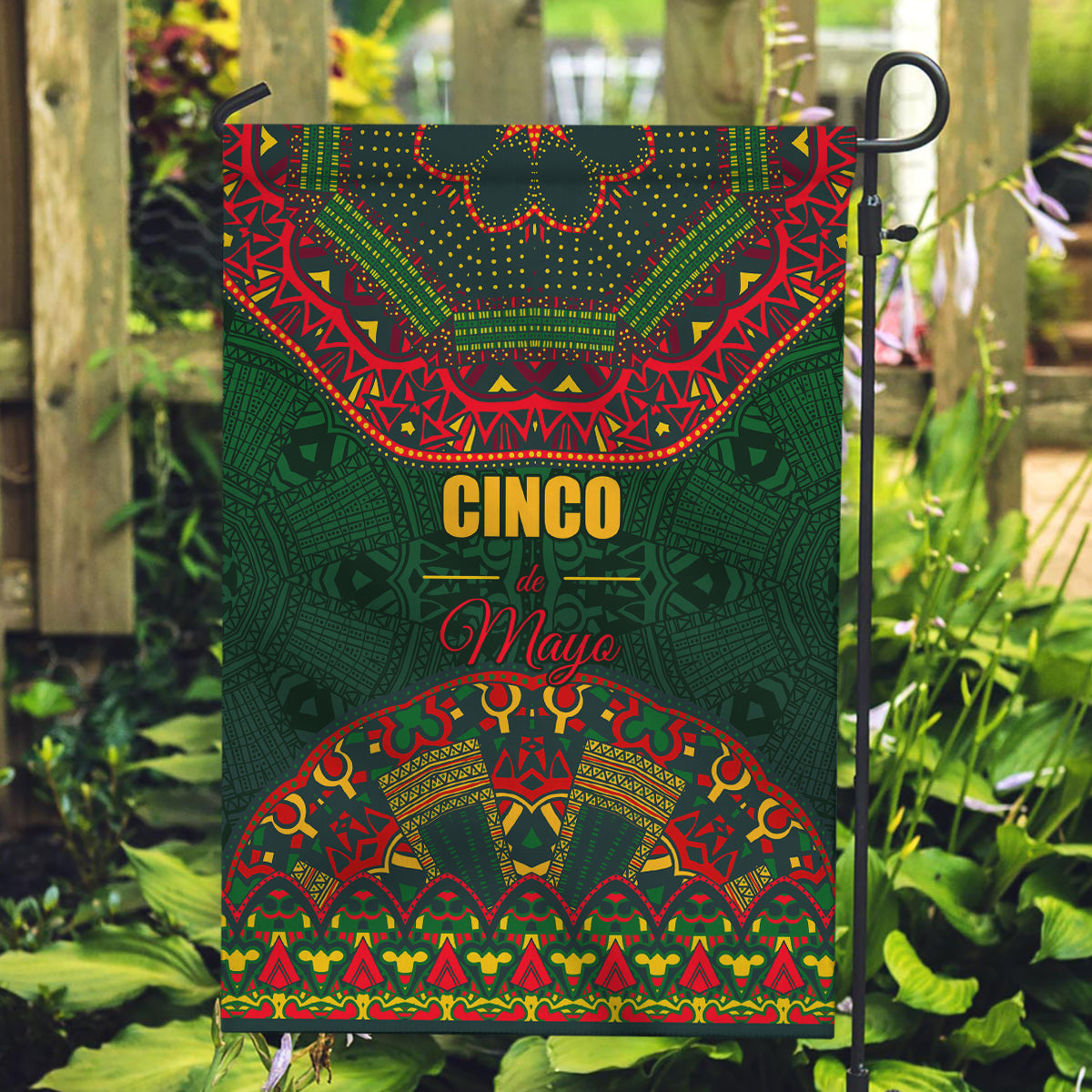 Cinco de Mayo 2024 Garden Flag Mexican Folk Pattern - Wonder Print Shop