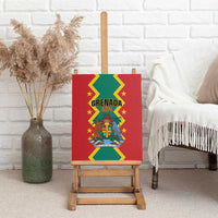 Red Grenada 1974 canvas wall art with yellow zigzag border and coat-of-arms illustration