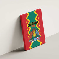 Red Grenada 1974 canvas wall art side view, yellow chevron pattern with emblem