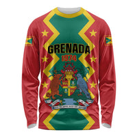 Red long-sleeve shirt with Grenada emblem and 1974 text on the front