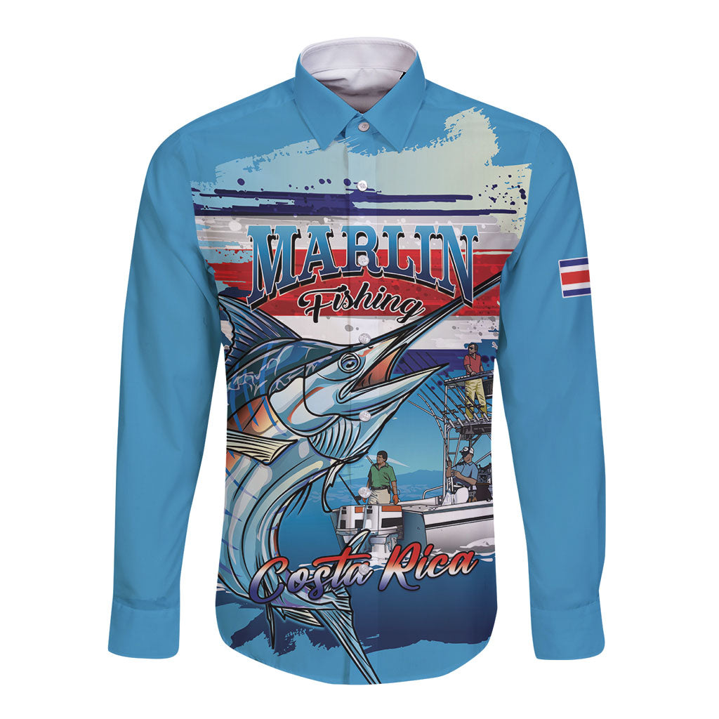 Personalized Costa Rica Blue Marlin Fishing Long Sleeve Button Shirt 2026 Season