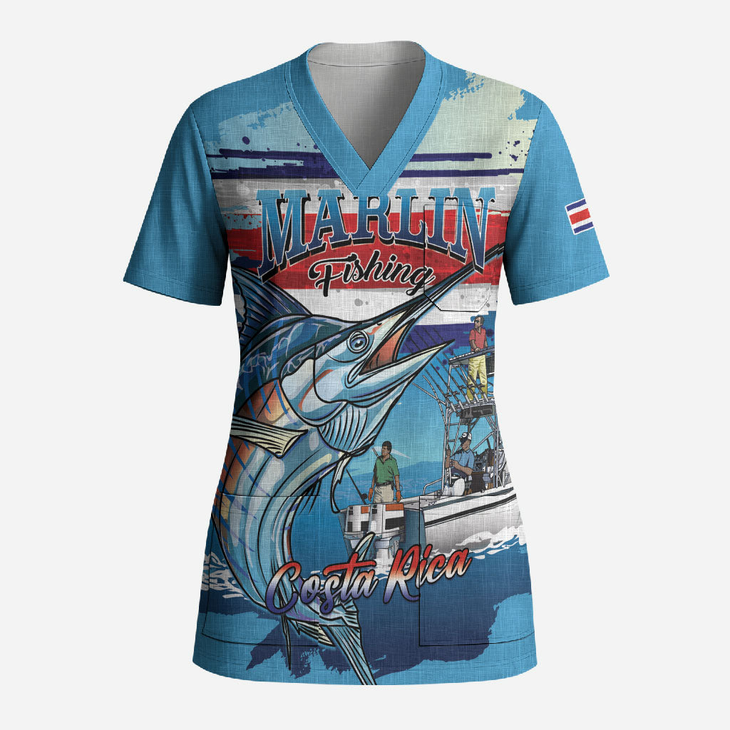 Personalized Costa Rica Blue Marlin Fishing Scrub Top 2026 Season