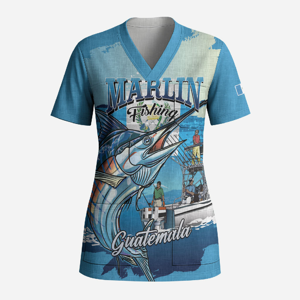 Personalized Guatemala Blue Marlin Fishing Scrub Top 2026 Season