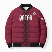 Custom Qatar 2026 World Football Bomber Puffer Jacket Maroon Version