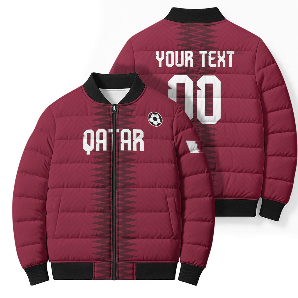 Custom Qatar 2026 World Football Bomber Puffer Jacket Maroon Version