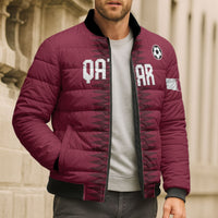 Custom Qatar 2026 World Football Bomber Puffer Jacket Maroon Version