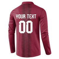 Custom Qatar 2026 World Football Button Sweatshirt Maroon Version