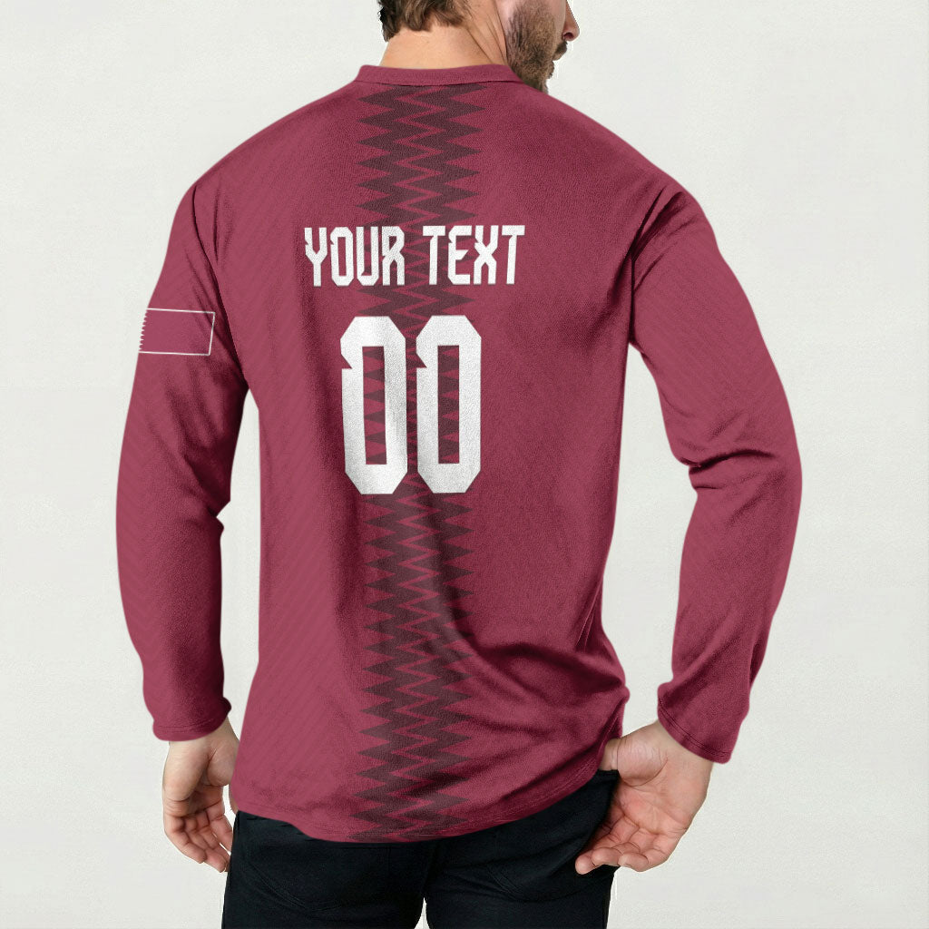 Custom Qatar 2026 World Football Button Sweatshirt Maroon Version