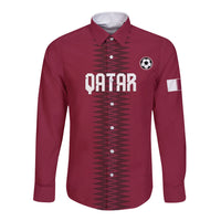 Custom Qatar 2026 World Football Long Sleeve Button Shirt Maroon Version