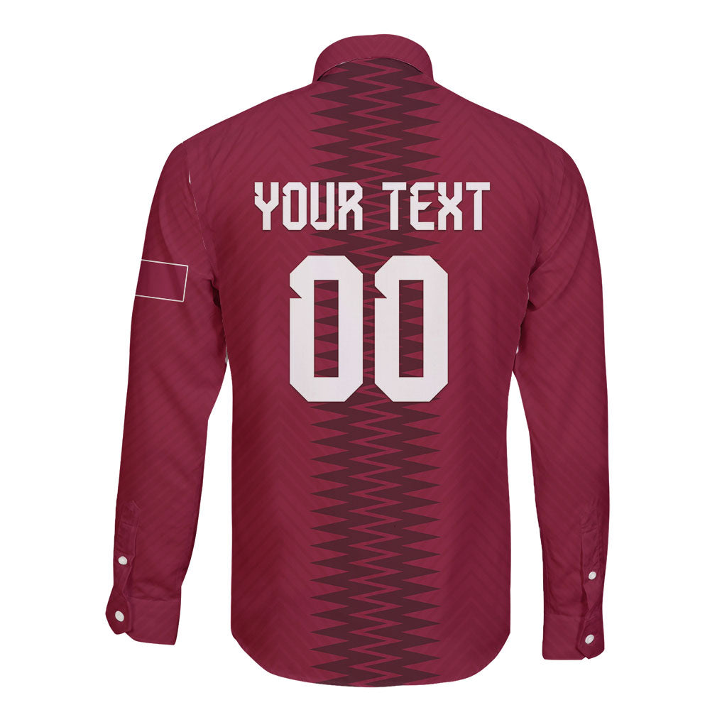 Custom Qatar 2026 World Football Long Sleeve Button Shirt Maroon Version