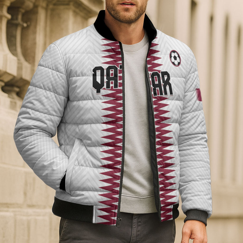 Custom Qatar 2026 World Football Bomber Puffer Jacket White Version