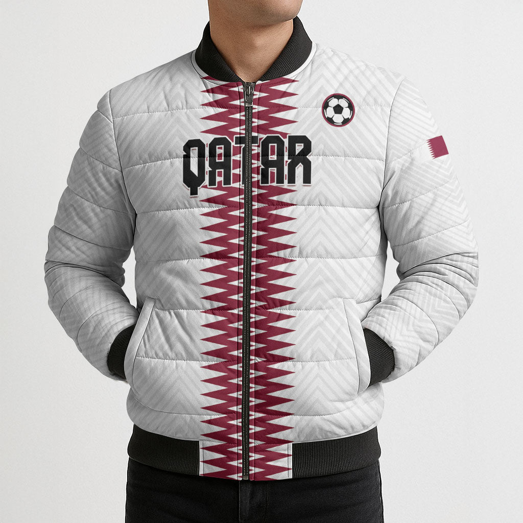 Custom Qatar 2026 World Football Bomber Puffer Jacket White Version