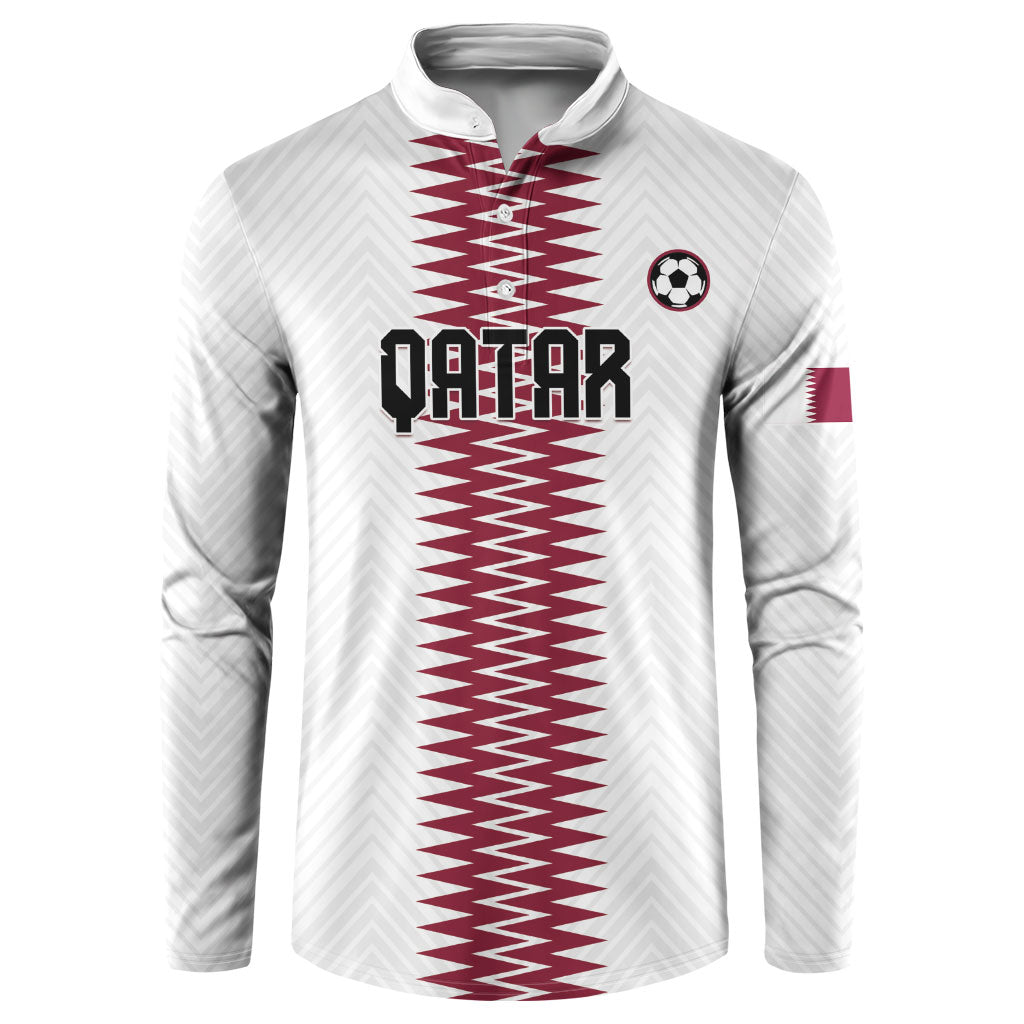 Custom Qatar 2026 World Football Button Sweatshirt White Version