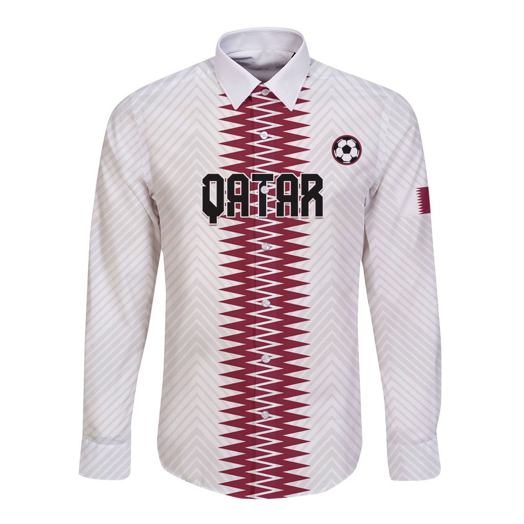 Custom Qatar 2026 World Football Long Sleeve Button Shirt White Version