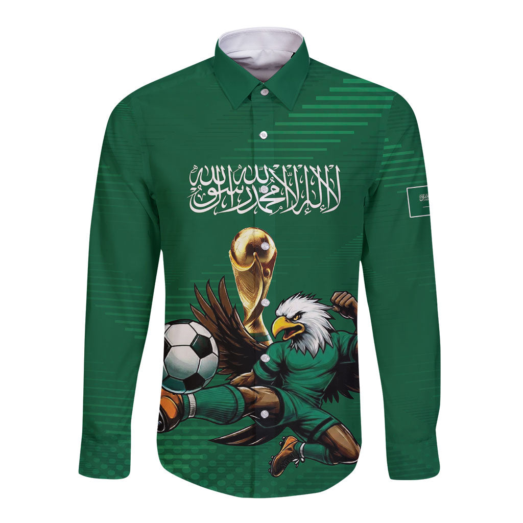 Custom Saudi Arabia 2026 World Football Long Sleeve Button Shirt Arabian Green Falcons
