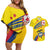 Colombia 2024 Football Champions Couples Matching Off Shoulder Short Dress and Hawaiian Shirt Todos Somos Colombia - Wonder Print Shop