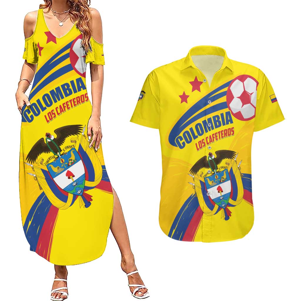 Colombia 2024 Football Champions Couples Matching Summer Maxi Dress and Hawaiian Shirt Todos Somos Colombia - Wonder Print Shop