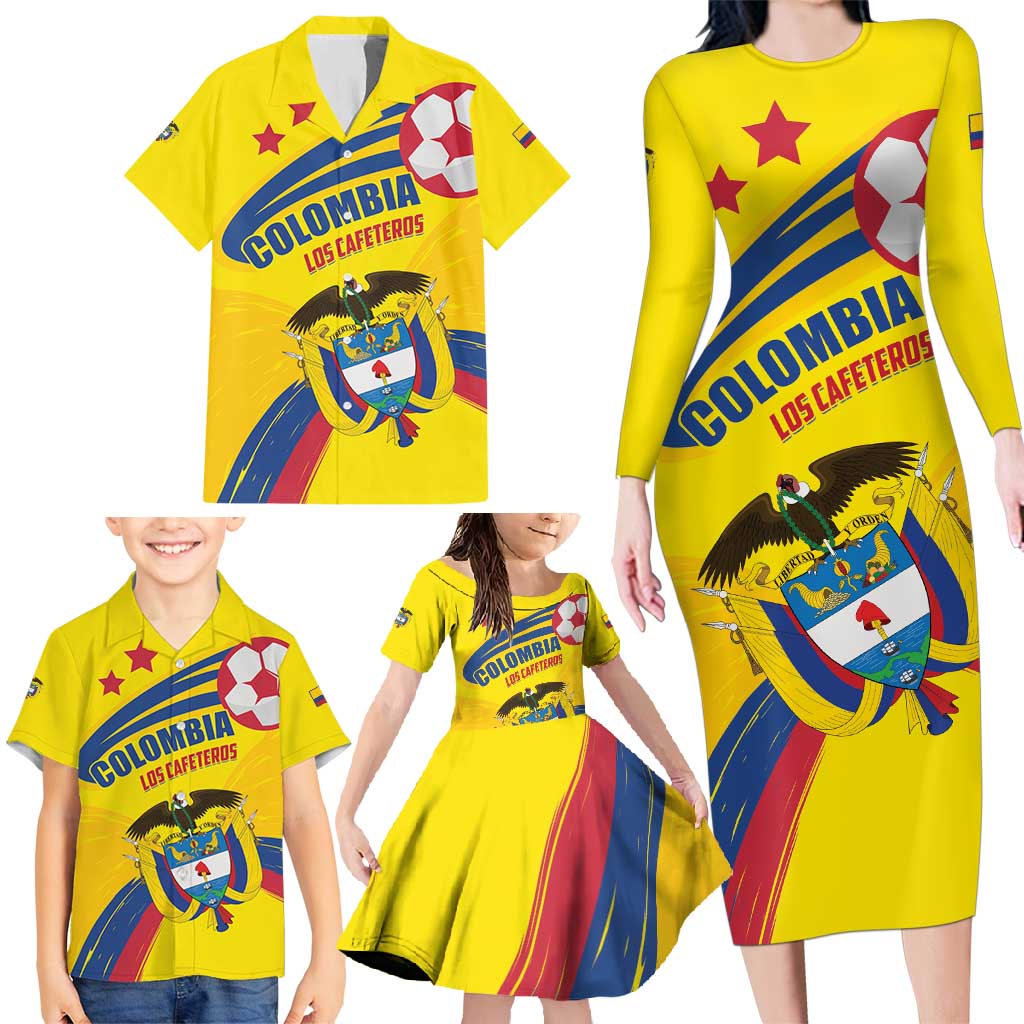 Colombia 2024 Football Champions Family Matching Long Sleeve Bodycon Dress and Hawaiian Shirt Todos Somos Colombia - Wonder Print Shop