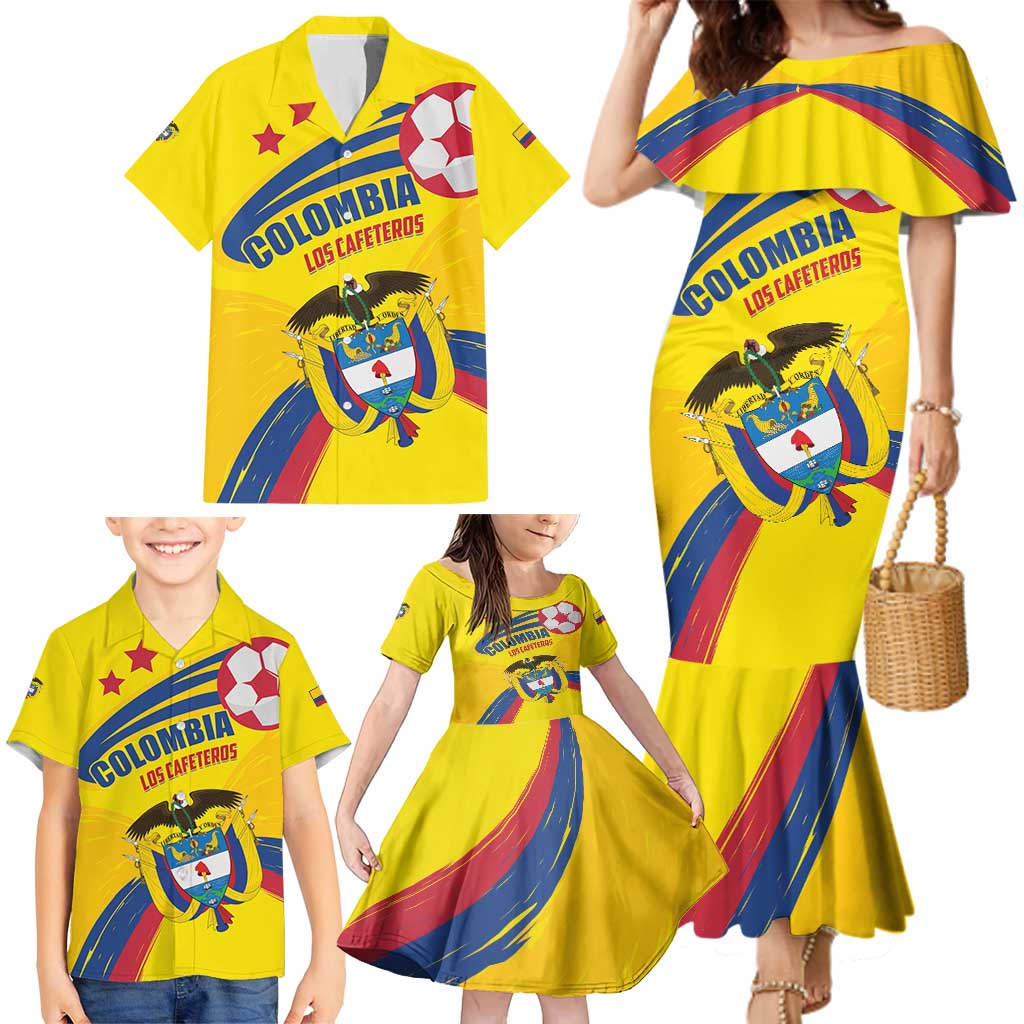 Colombia 2024 Football Champions Family Matching Mermaid Dress and Hawaiian Shirt Todos Somos Colombia - Wonder Print Shop