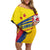 Colombia 2024 Football Champions Off Shoulder Short Dress Todos Somos Colombia - Wonder Print Shop