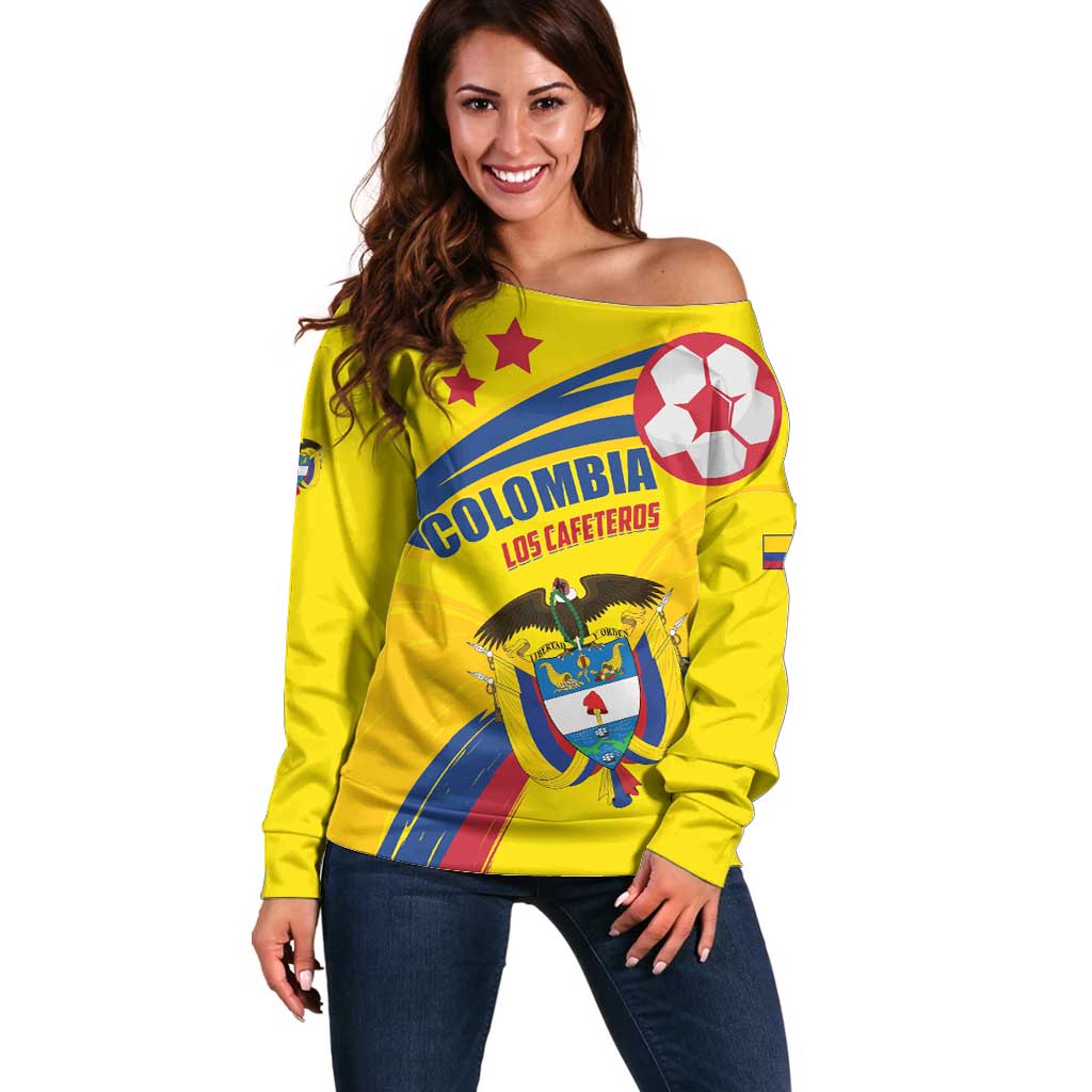 Colombia 2024 Football Champions Off Shoulder Sweater Todos Somos Colombia - Wonder Print Shop