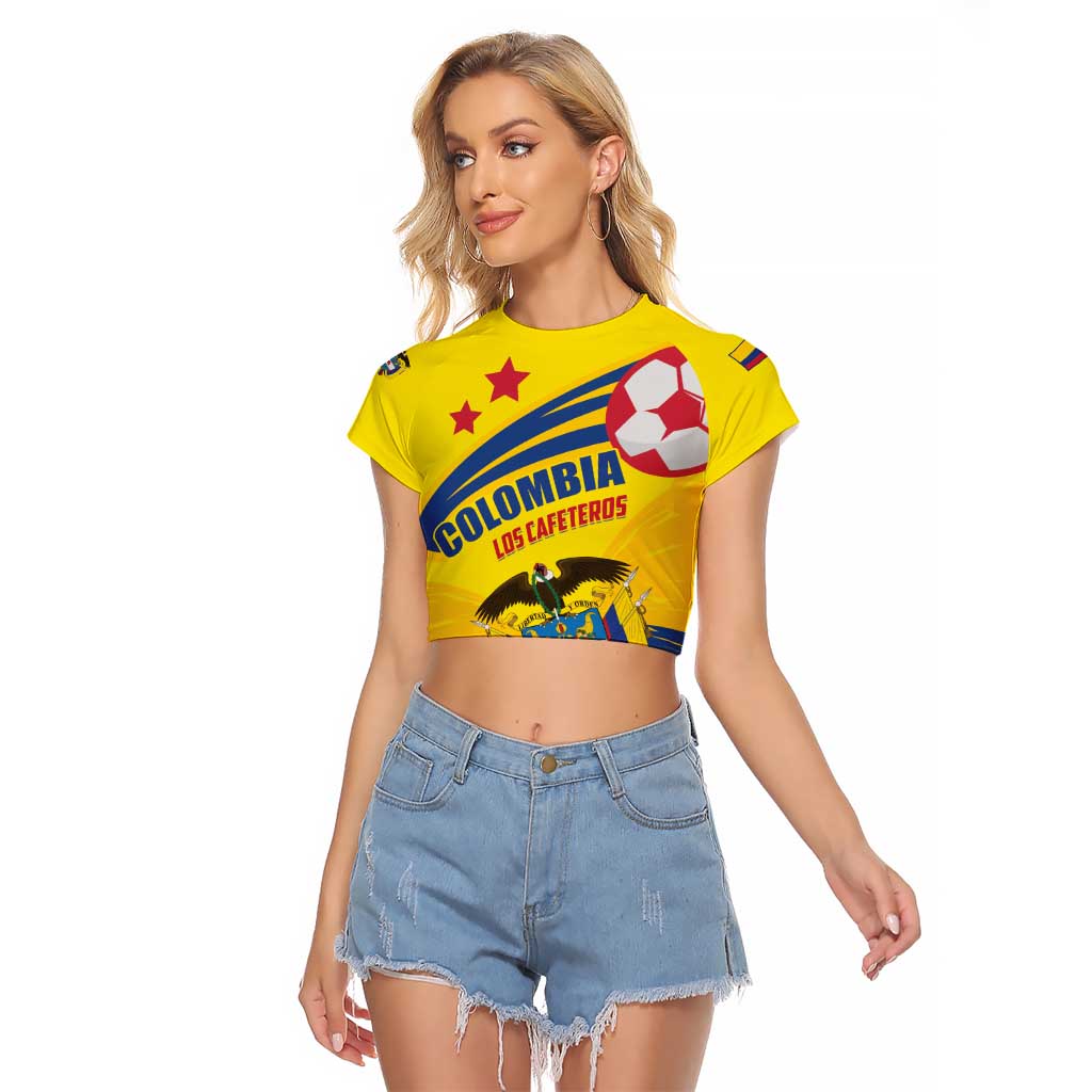 Colombia 2024 Football Champions Raglan Cropped T Shirt Todos Somos Colombia - Wonder Print Shop