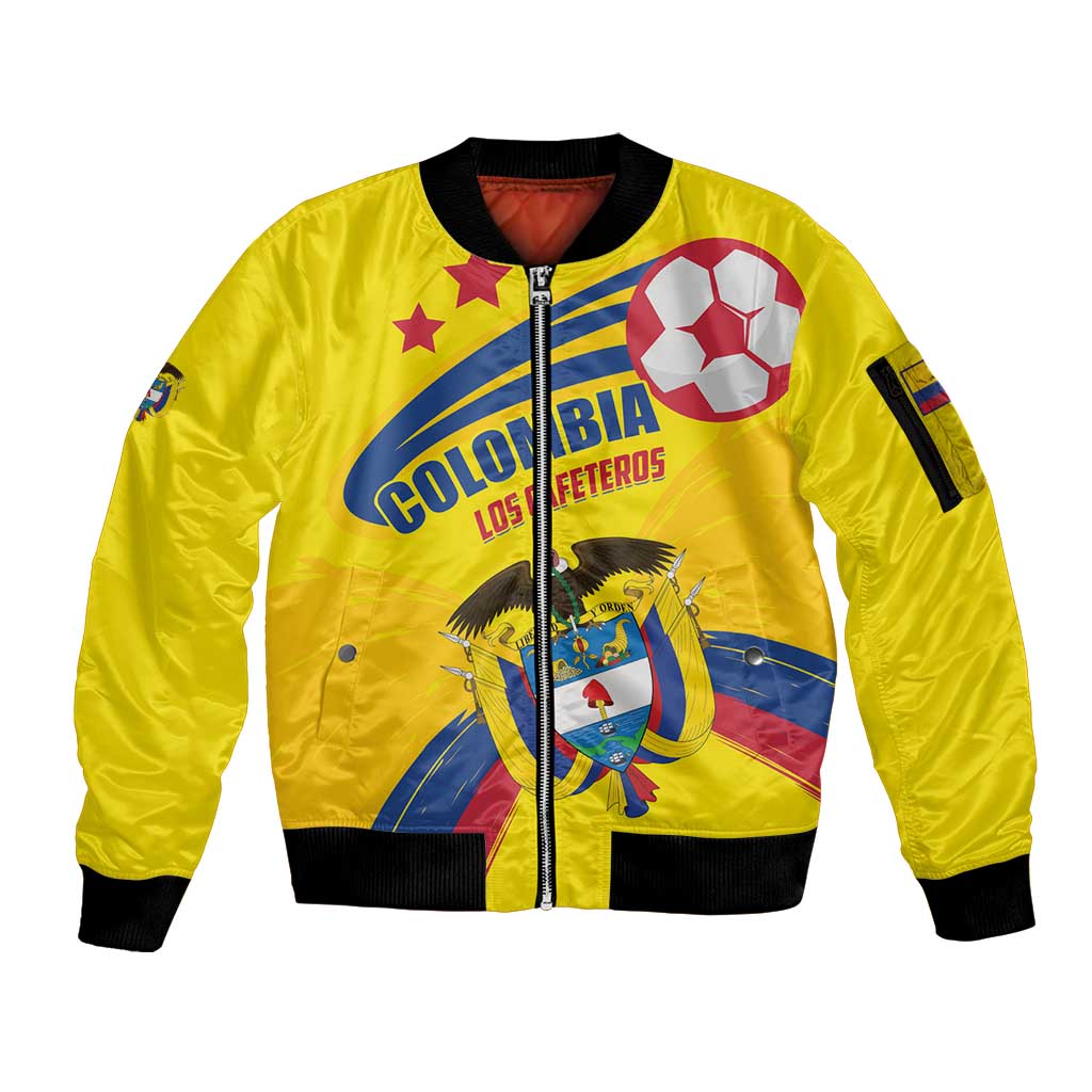 Colombia 2024 Football Champions Sleeve Zip Bomber Jacket Todos Somos Colombia - Wonder Print Shop