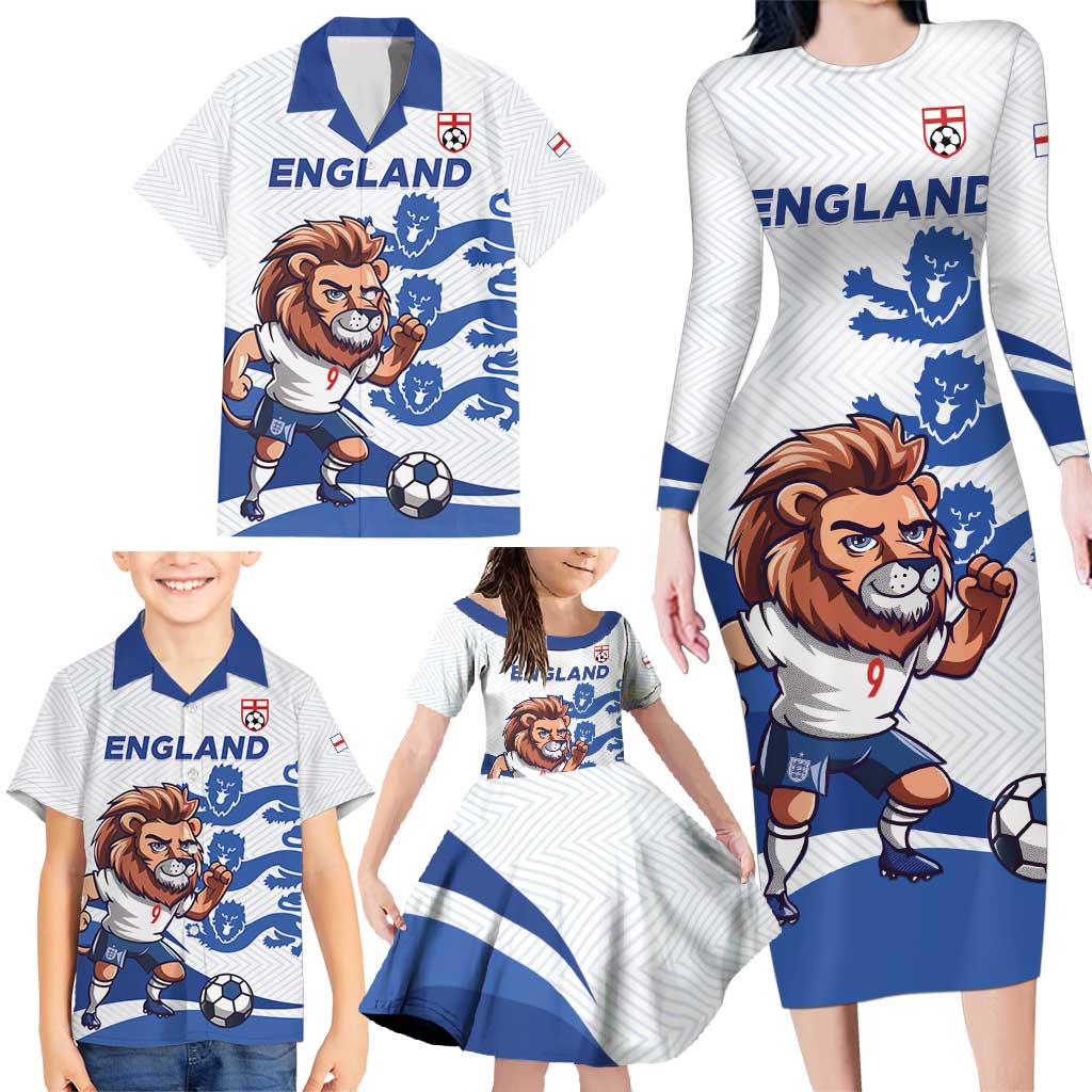 England 2024 Football Family Matching Long Sleeve Bodycon Dress and Hawaiian Shirt Three Lions Go Champions - Wonder Print Shop