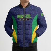Custom Brazil Football Bomber Puffer Jacket Canary Squad Go Champions - Wonder Print Shop