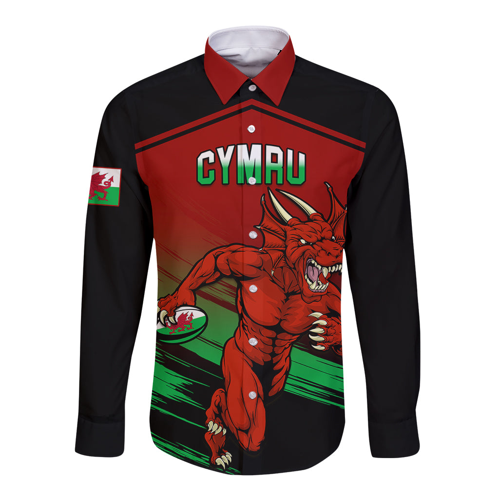 Wales Rugby Long Sleeve Button Shirt Cymru Come On 2023 World Cup - Wonder Print Shop