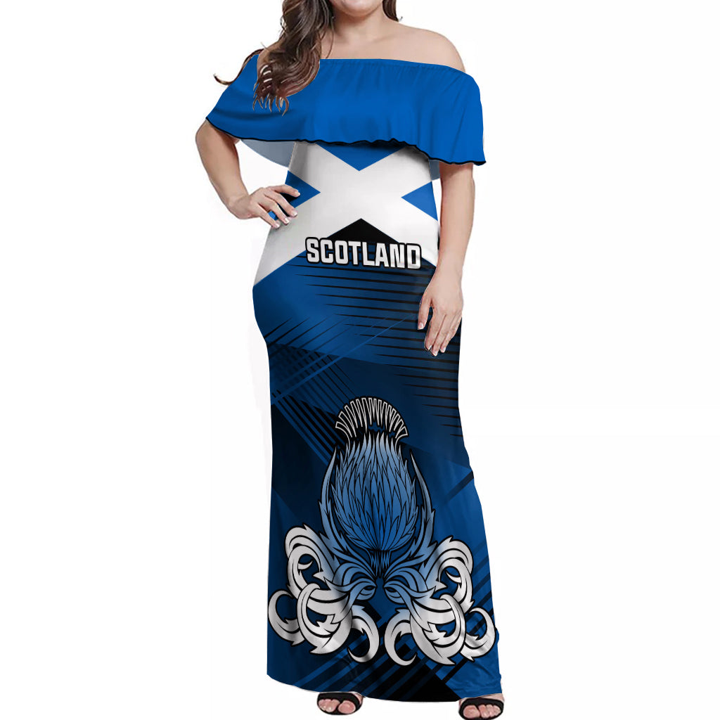 Scotland Rugby Off Shoulder Maxi Dress Thistle Go 2023 World Cup - Wonder Print Shop