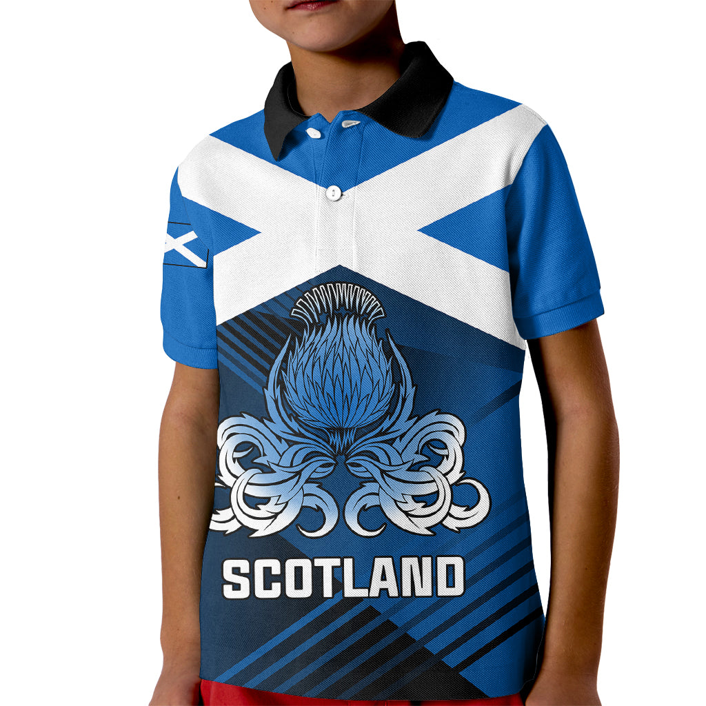 Custom Scotland Rugby Kid Polo Shirt Thistle Go 2023 World Cup - Wonder Print Shop