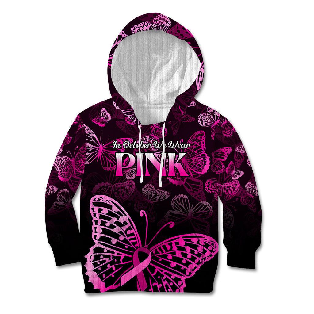 Personalised In October We Wear Pink Kid Hoodie Breast Cancer Awareness - Wonder Print Shop