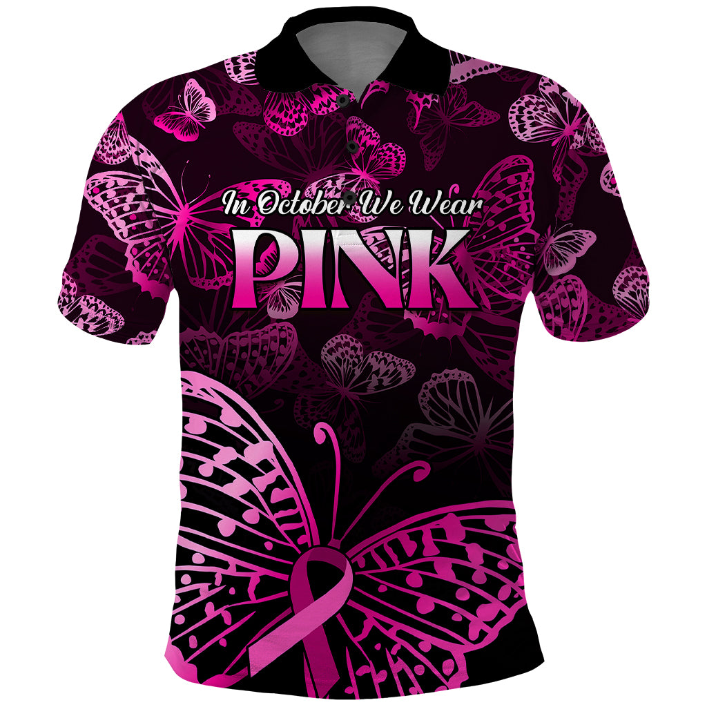 Personalised In October We Wear Pink Polo Shirt Breast Cancer Awareness - Wonder Print Shop