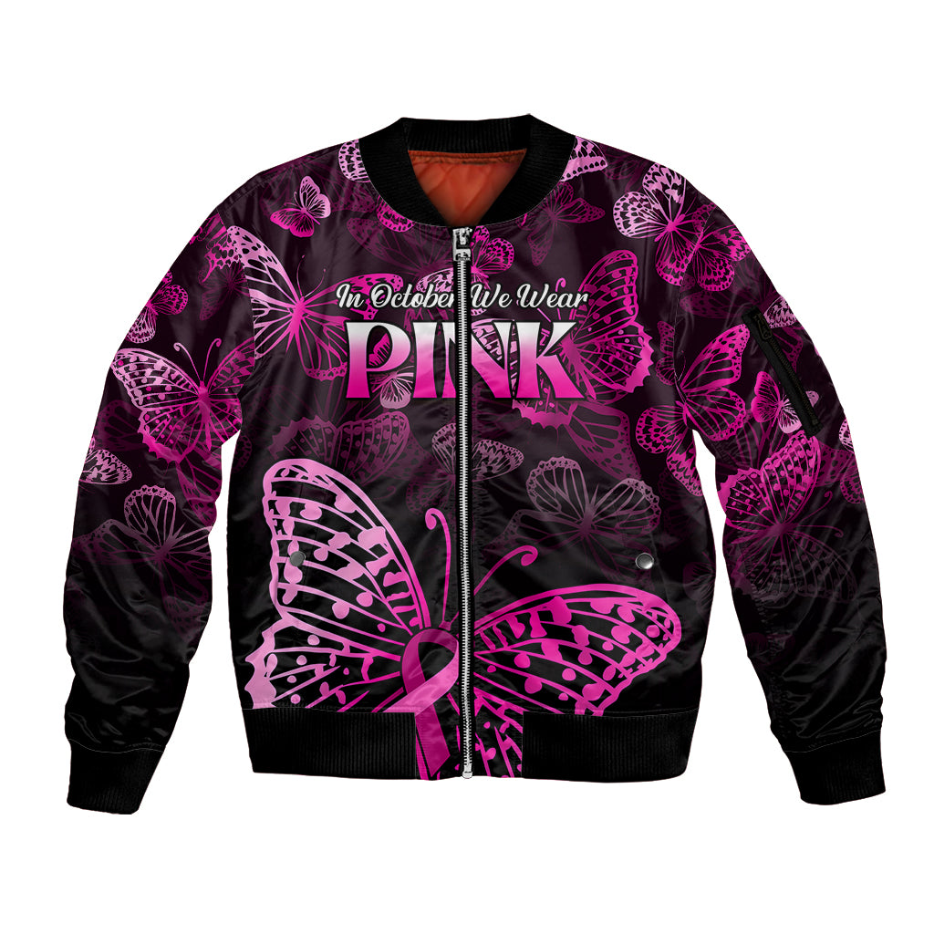 personalised-in-october-we-wear-pink-sleeve-zip-bomber-jacket-breast-cancer-awareness