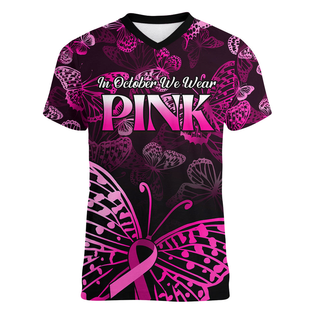 personalised-in-october-we-wear-pink-women-v-neck-t-shirt-breast-cancer-awareness